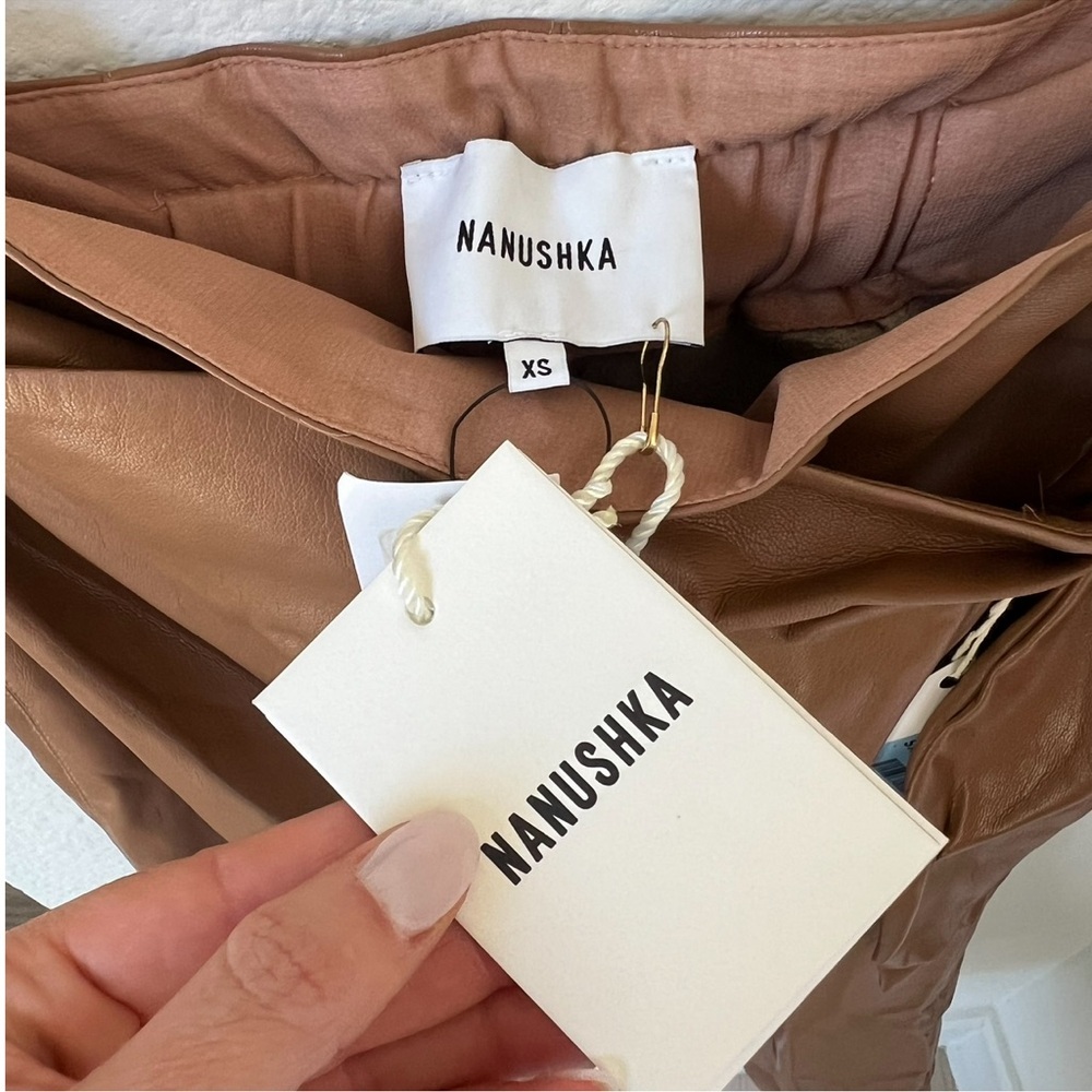NWT Nanushka Amas Faux Leather Skirt in Camel Brown - Picture 6 of 6